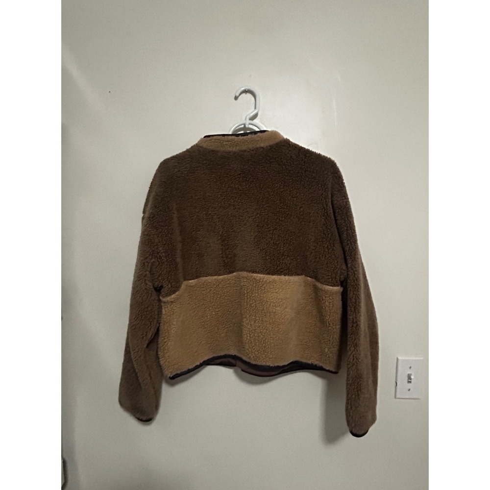 Anine Bing Royce Jacket Brown Tan Colorblock Sherpa Fleece Quarter Zip Small - Picture 3 of 7